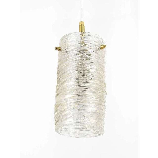 Mid-Century Glass Tube & Brass Pendant Lamp attributed to J. T. Kalmar for Kalmar, Austria, 1950s For Sale - Image 3 of 11