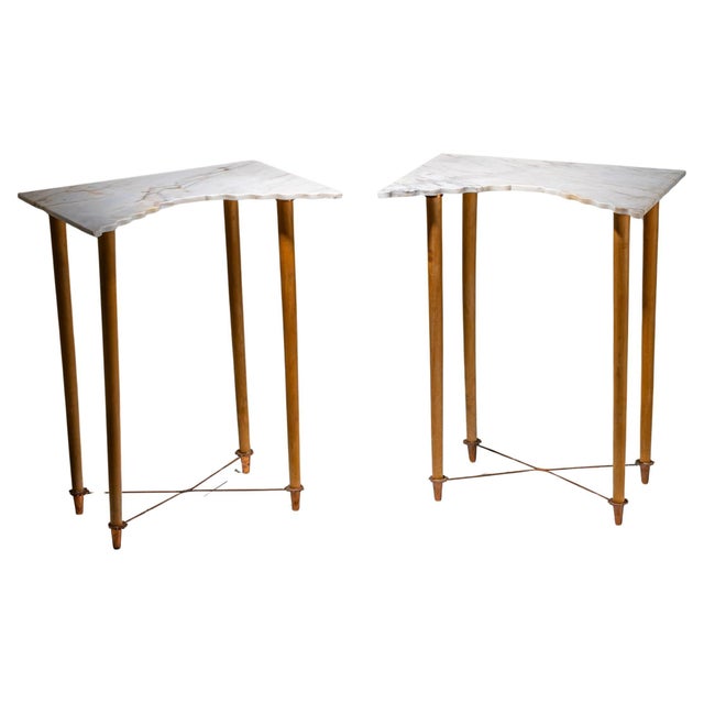 Mid 20th Century Pair of Wall Consoles with Marble Tops, attributed to Ugo la Pietra, Italy For Sale - Image 11 of 18