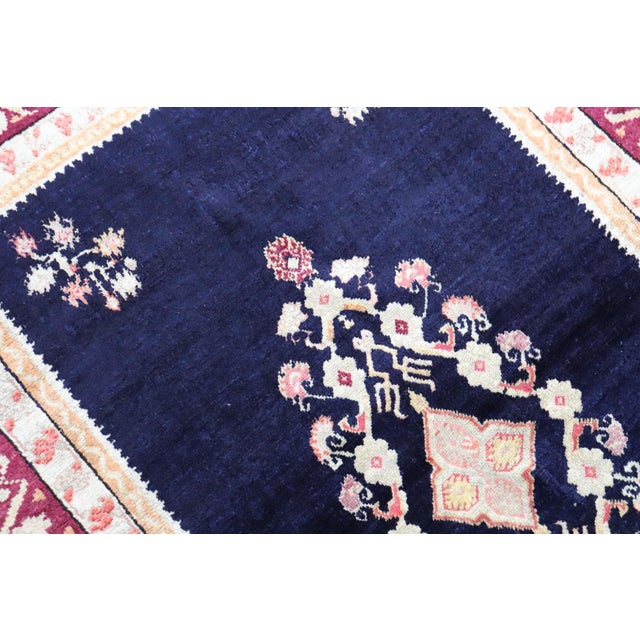 Textile Antique Zabihi Collection Turkish Ghiordes Floral Rug - 4'4" x 5'10" For Sale - Image 7 of 8