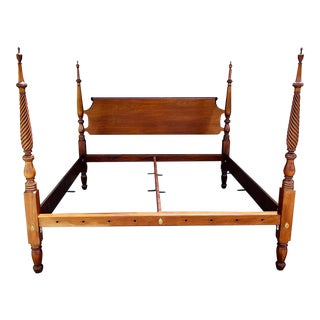 Late 20th Century King Size Rope Carved Poster Bed by Leonard’s of Seekonk, Ma For Sale