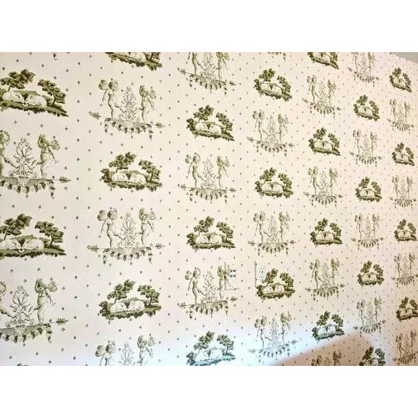 Brunschwig & Fils Brunschwig & Fils Hand-Printed Cherubin Et Lapins, Wallpaper, Angels and Rabbits For Sale - Image 4 of 6