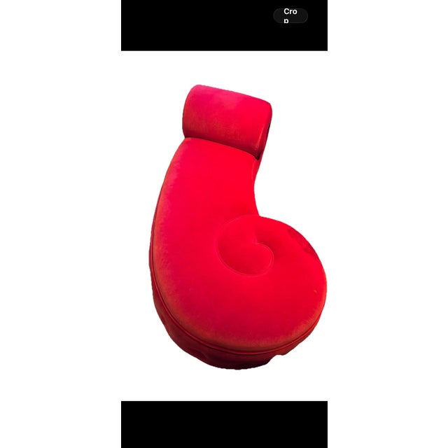 Unique Scroll-End Red Velvet Chaise Lounge in the Style of Bretz Mammut Recamiere For Sale - Image 10 of 10