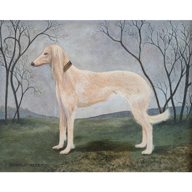 Portraiture Antique 19th Century Oil Painting Portrait of a Saluki Dog For Sale - Image 3 of 17