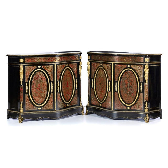19th Century French Boulle Cabinets, Set of 2 For Sale - Image 5 of 6