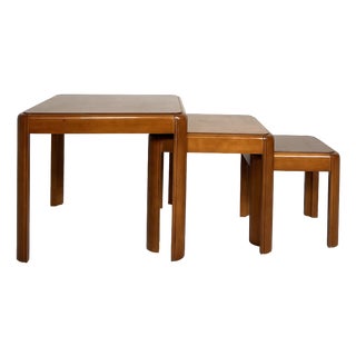 Wood Nesting Tables, Italy, 1960s, Set of 3 For Sale
