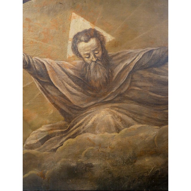 Overdoor Painting of God the Father Trinity, 1800, Oil on Canvas For Sale - Image 12 of 18