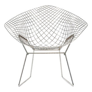 Mid Century Silver Diamond Wire Lounge Chair by Harry Bertoia for Knoll For Sale