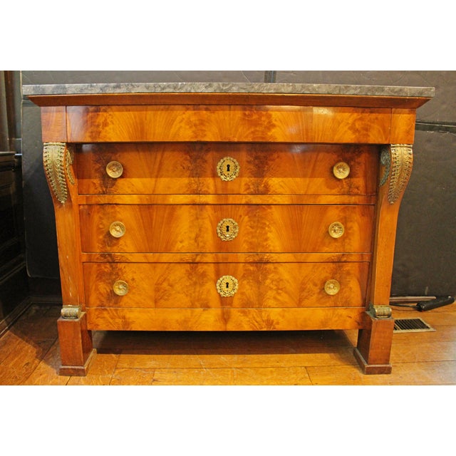 Traditional Circa 1805-1815 Empire Period French Marble Top Commode For Sale - Image 3 of 9