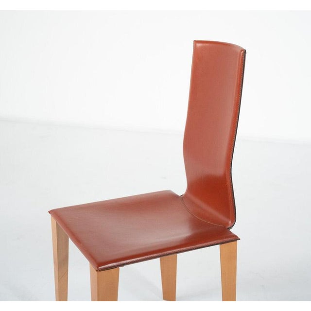 Vintage Dining Chairs in Leather and Wood by Afra and Tobia Scarpa, Italy, 1970, Set of 6 For Sale - Image 6 of 11