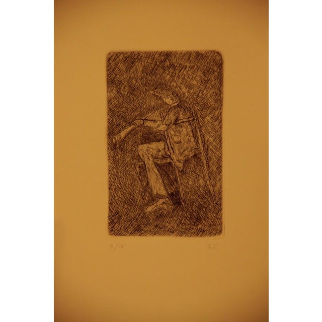 Original title: "Porta a Sinistra". Signed with initials letters S. C. and numbered. Part of a printsuite. Realized in the...