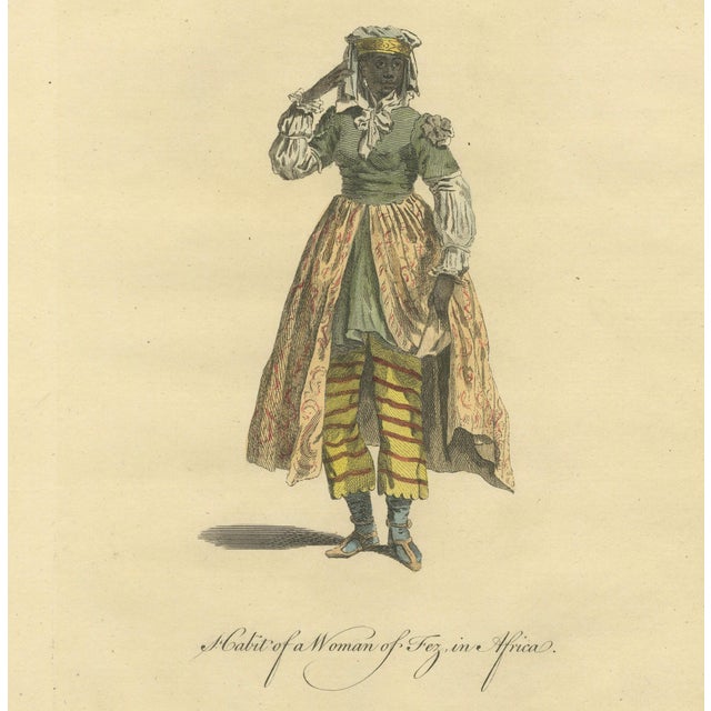 Hollywood Regency European School Artist, Habit of a Woman of Fez in Africa, 1749, Engraving For Sale - Image 3 of 10