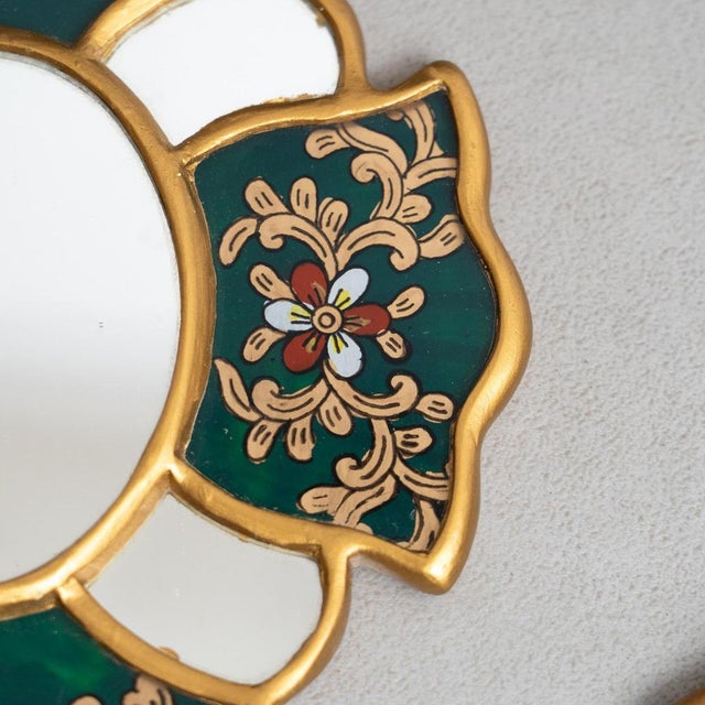 Mid-Century Peruvian Hand-Painted Wooden Wall Mirrors, 1960s, Set of 3 For Sale - Image 9 of 11