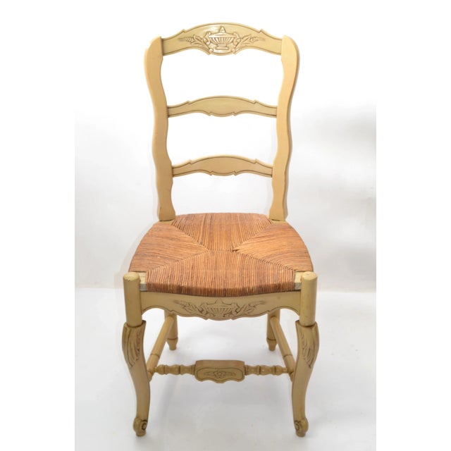 1950s French Country Carved Papercord Seat Chair For Sale - Image 13 of 13