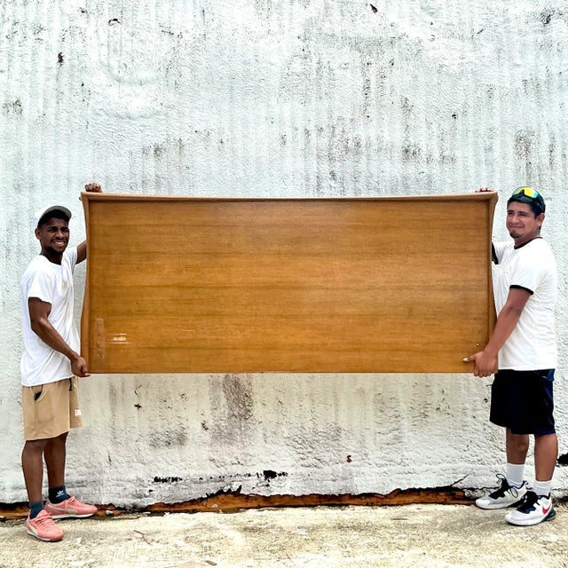 Mid 20th Century Vintage MCM Plank King Headboard For Sale - Image 5 of 5