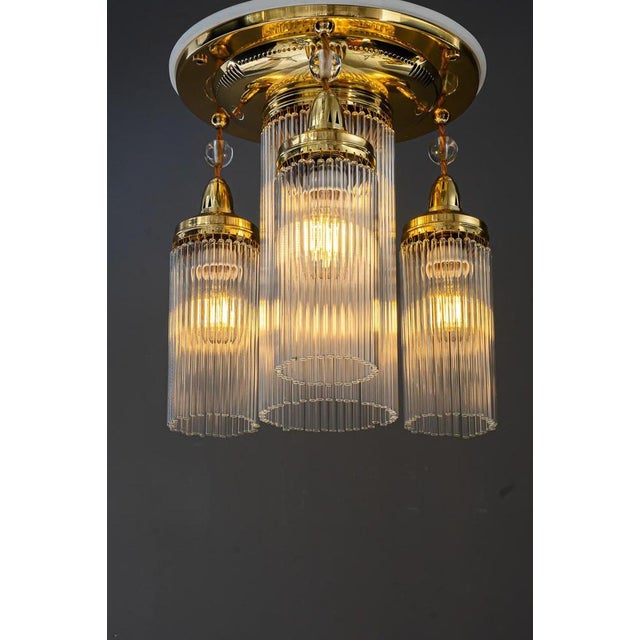 Gold Art Deco Ceiling Lamp with Glass Sticks, 1920s For Sale - Image 8 of 17