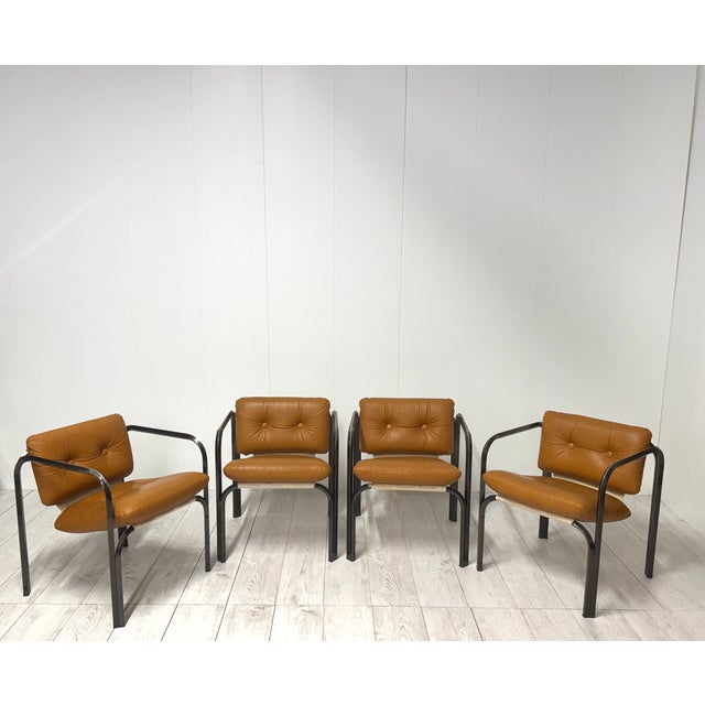 Italian Leather Chairs, 1970s, Set of 4 For Sale - Image 15 of 15