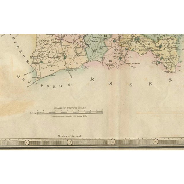 Early 19th Century Large Hand-Colored Map of Cambridgeshire by Greenwood, 1834 For Sale - Image 5 of 13