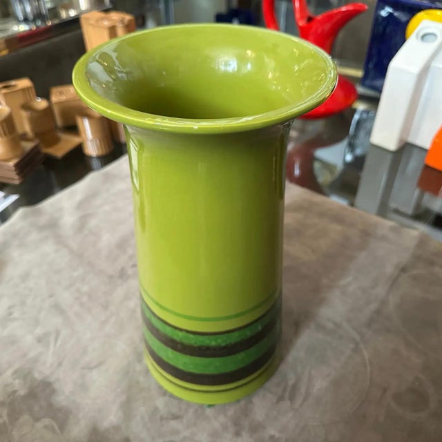 A Rare Avobin Vintage Italian Ceramic Huge Vase, Hand-Painted 1970s Design For Sale - Image 10 of 11