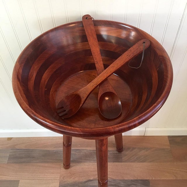 Caesar Salad Serving Bowl With Stand & Utensils Chairish