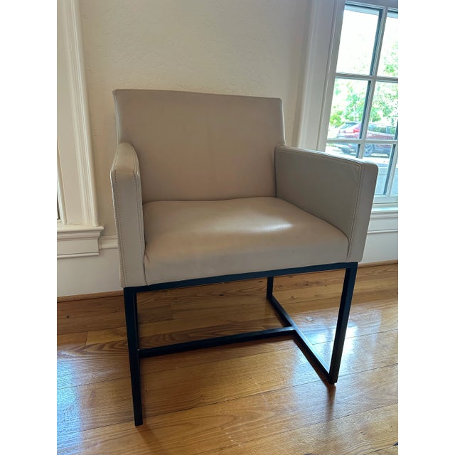 Metal Rh Emery Track Arm Leather Dining Chair For Sale - Image 7 of 10