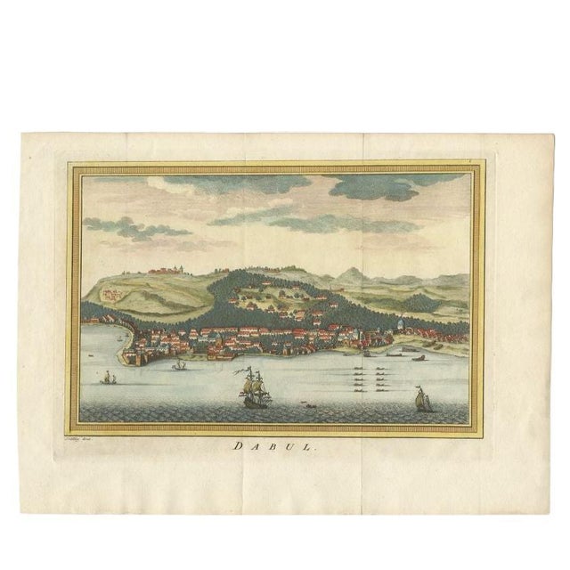 Antique print titled 'Dabul'. Old print of the port city Dabhol in India. In the 15th and 16th centuries, Dabul was an...