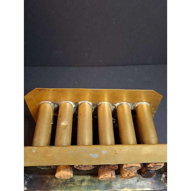 Ultra Rare Antique 18th C Heavy Brass 12 Tube Candle Mold Primitive Corks 5x10 For Sale - Image 10 of 16
