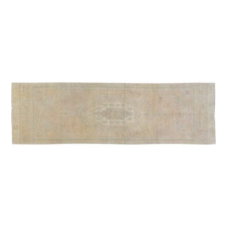 Vintage Turkish Oushak Hand Knotted Wool Rug, 3'1''x10'10'' For Sale