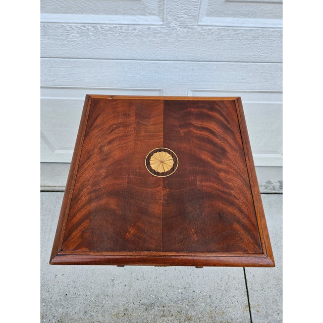 Square Federal Style Mahogany Inlay Side Table For Sale - Image 9 of 11