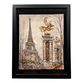 Original Petite Oil Eiffel Tower by Rodykka For Sale