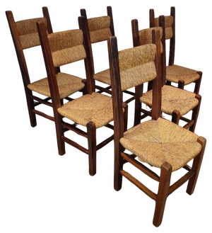 Vintage Highback Oak Chairs, 1965, Set of 6