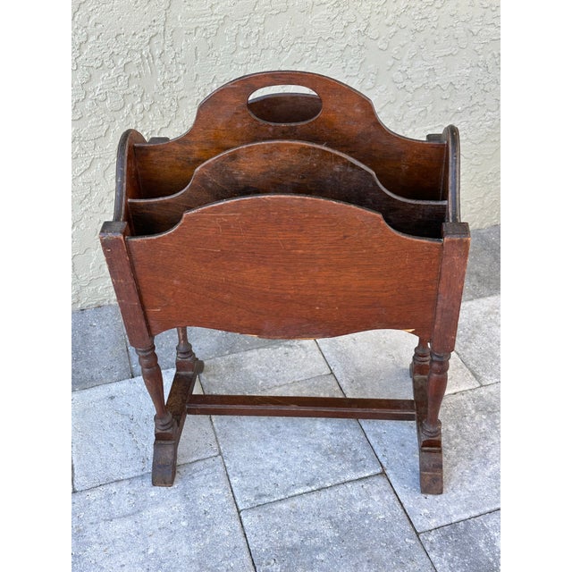 Vintage 1900s Tall Wooden Magazine/Newspaper Rack For Sale - Image 4 of 8
