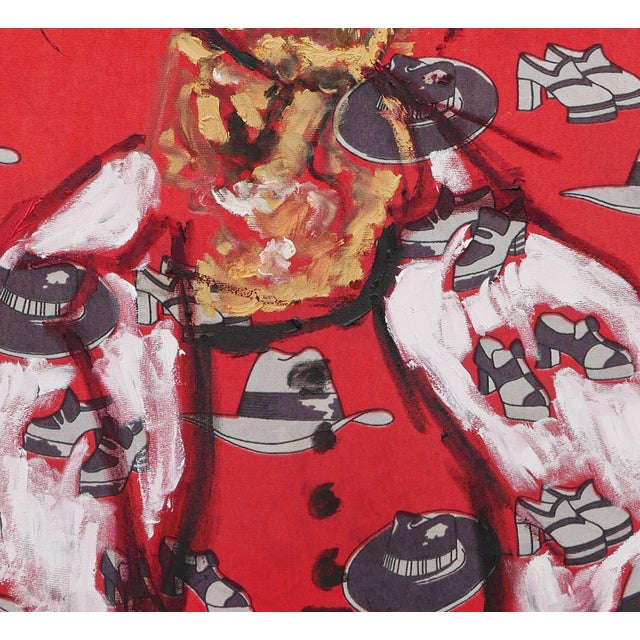 Jim Pirtle Red, Gray, and White Abstract Figurative Contemporary Painting of a Lady, 20th Century For Sale - Image 9 of 12