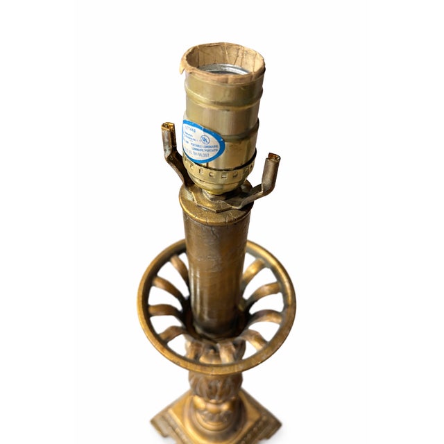 Vintage Berman 24” Cast Metal Table Lamp – Milano Gold Finish – Model 520g Circa 1960's For Sale - Image 4 of 12