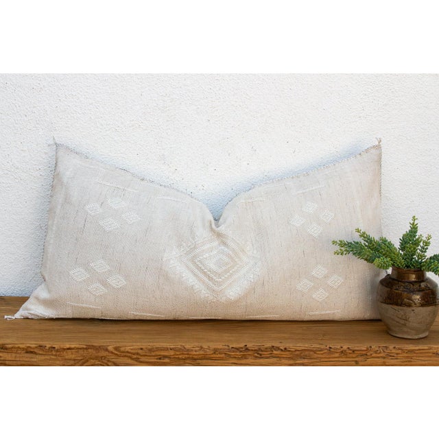 Linen Linen Tail Oversized Lumbar Moroccan Pillow For Sale - Image 8 of 8