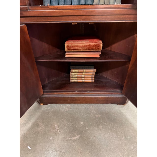 Antique Georgian Revival Mahogany Corner China Cabinet With Astragal Glass For Sale - Image 4 of 8