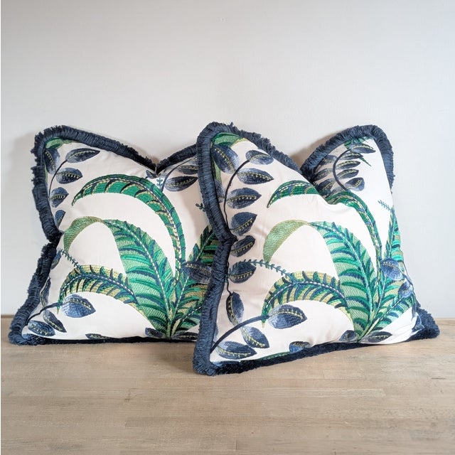 Not Yet Made - Made To Order Stroheim Irene Oceanside Embroidered Pillows With Brush Fringe- Pair For Sale - Image 5 of 7