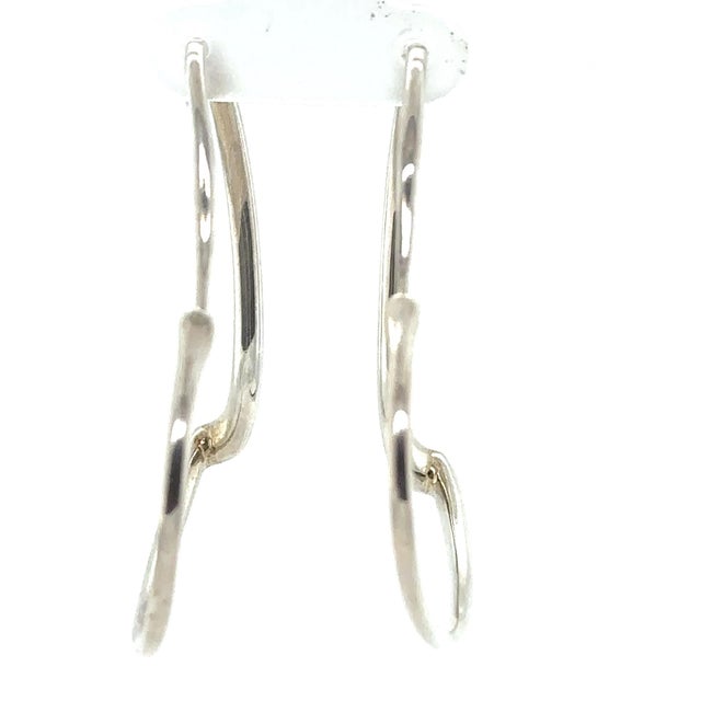 Tiffany and Co. Tiffany & Co. Sterling Silver Elsa Peretti Open Heart Earrings 9.36g, Pair For Sale - Image 4 of 6