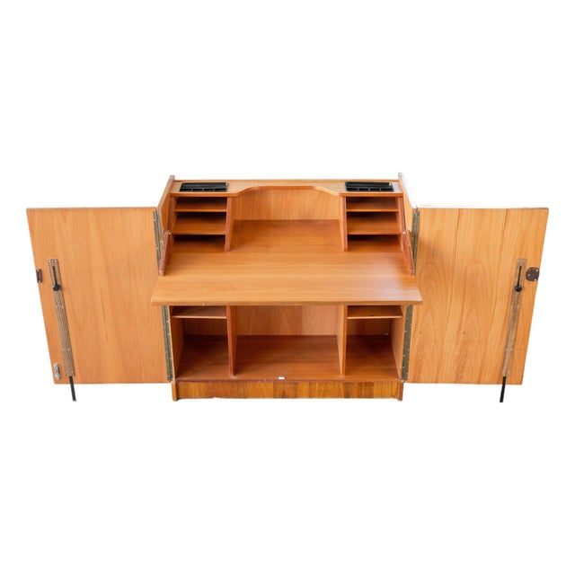 1970s Mid-Century Danish Modern Teak Hideaway Desk & Cabinet For Sale