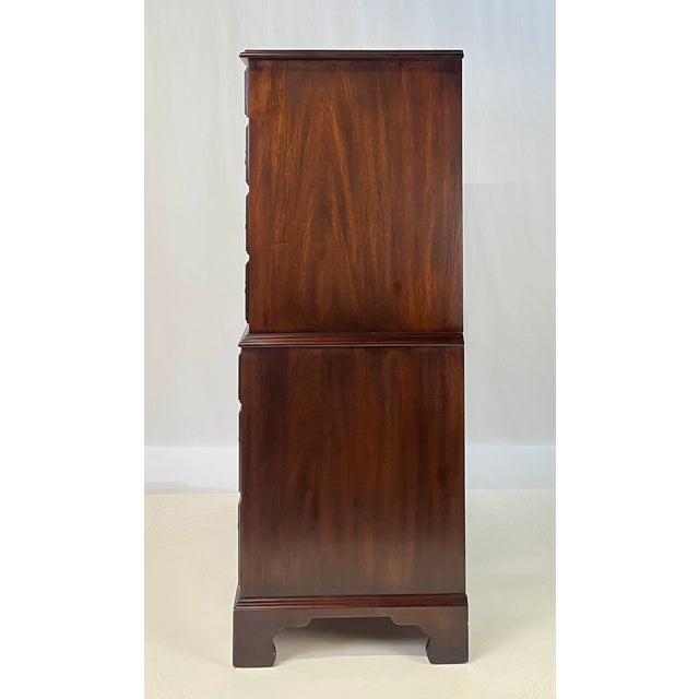 Chippendale Vintage Henkel Harris Virginia Galleries Mahogany Chippendale Style Chest-on-Chest For Sale - Image 3 of 15