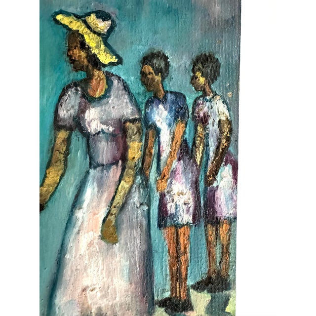 Blue Vintage Original Oil Painting Black Americana Barbara Grace Burry Style South African Artist For Sale - Image 8 of 9