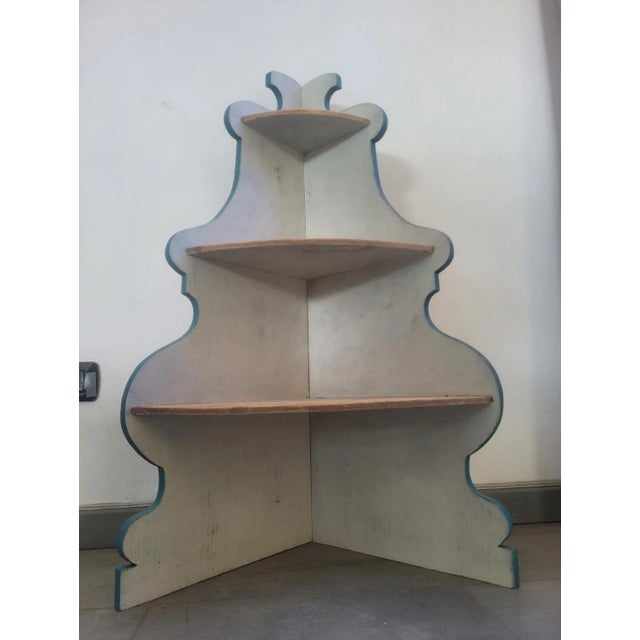 Blue Lacquered Corner Cabinet or Wall Unit, 1950s For Sale - Image 8 of 9