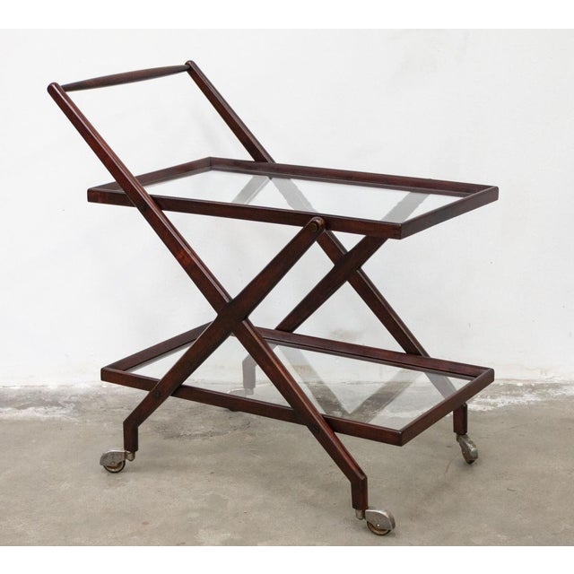 Vintage Walnut Bar Cart, 1950s For Sale - Image 6 of 13
