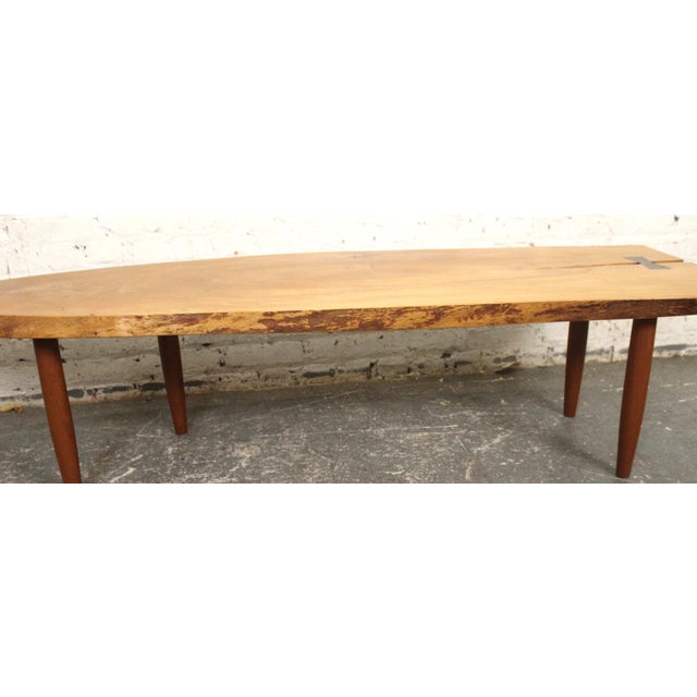 Mid 20th Century Live Edge Coffee Table W/ Butterfly Notch For Sale - Image 11 of 11