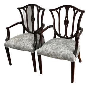 1980s George Hepplewhite Inspired Dining Room Arm Chairs