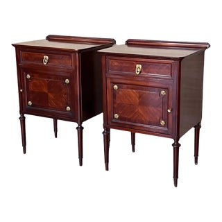 Pair of French Bedside Cabinet Marquetry Nightstand, Circa 1890 For Sale
