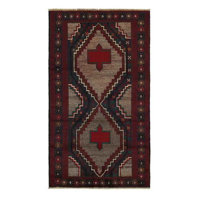 Navy Blue Rug & Kilim’s Afghan Baluch Tribal Rug in Blue With Beige and Red Medallions For Sale - Image 8 of 8