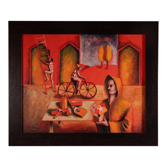 Late 20th Century Alejandro Arrepol - (B 1971) - Chile - Circus of Everyday Life - Oil on Canvas For Sale