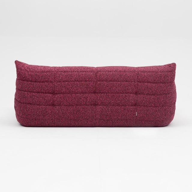 Togo Three-Seater Sofa in Burgundy Bouclet by Michel Ducaroy for Ligne Roset For Sale - Image 13 of 18