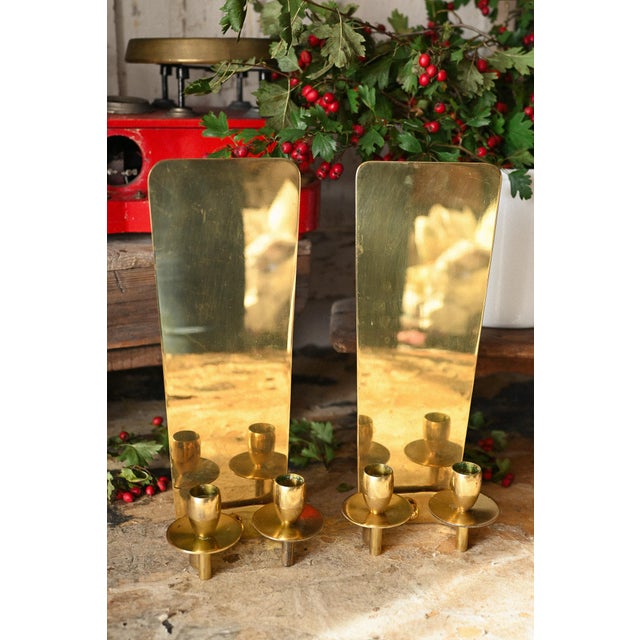 Mid-Century Danish Brass 2-Arm Candleholder Sconces from Dantorp, 1960s, Set of 2 For Sale - Image 13 of 13