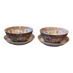 Antique Chinese Porcelain Bowl & Plates- 4 Pieces